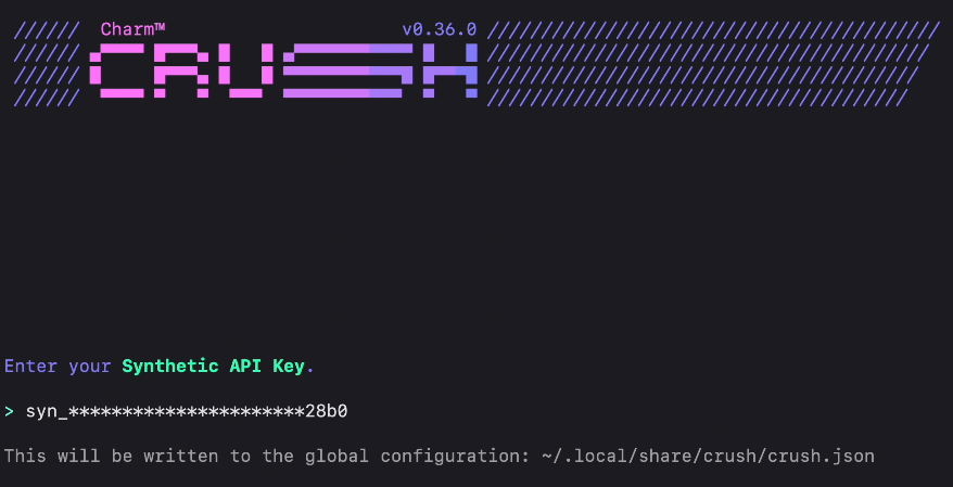 Enter your Synthetic API Key