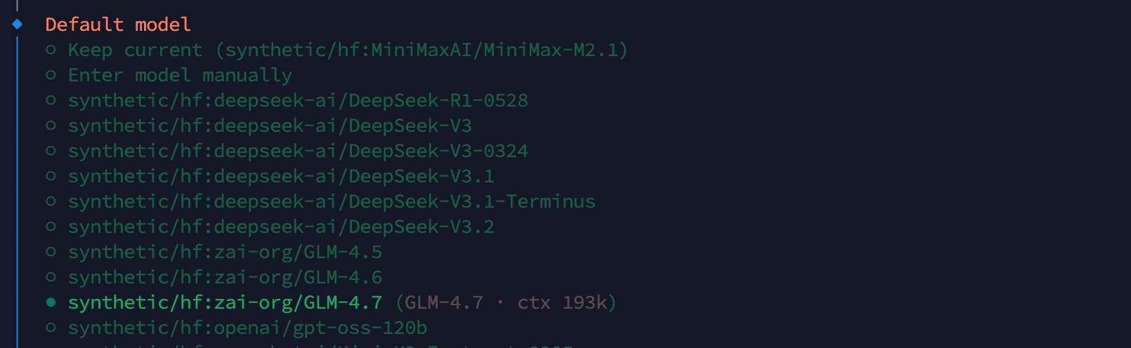 Choose the desired open-source model.